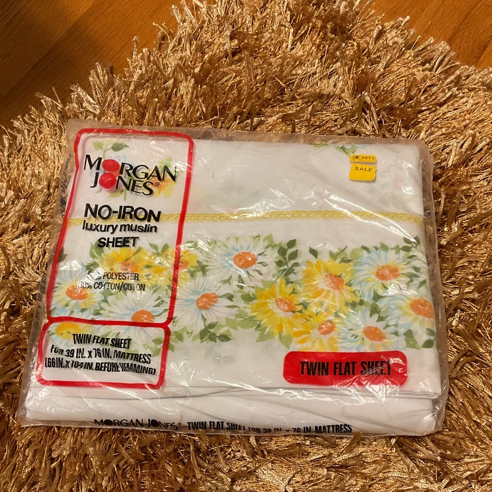 VINTAGE SPRING MILLS Twin Floral Flat Sheet No Iron Luxury Muslin - “Maytime”